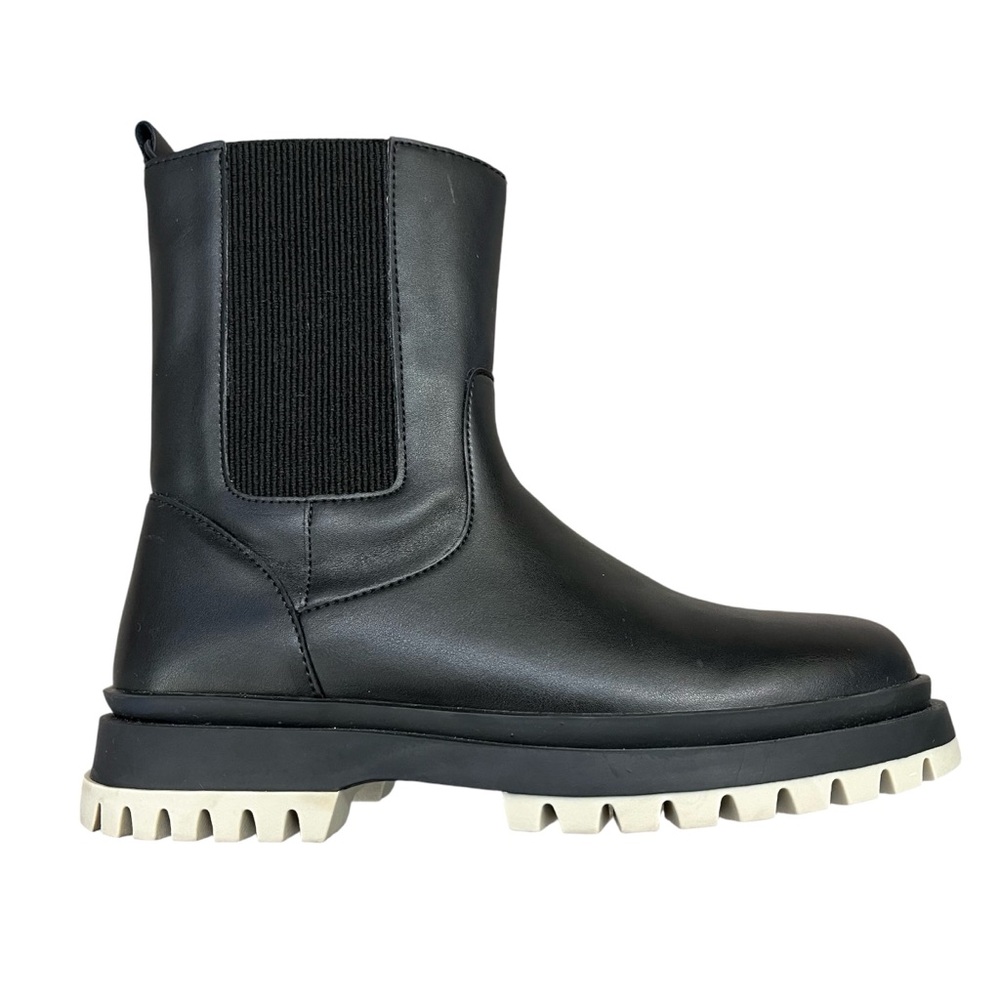 Zara Lug Sole Lower Calf Boot Light Black Grey Sole 37 EU / 6.5 US
